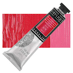 Sennelier Extra-Fine Artist Acrylique - Quinacridone Red, 60 ml tube and swatch