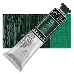 Sennelier Extra-Fine Artist Acrylique - Olive Green, 60 ml tube and swatch