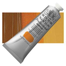 Winsor & Newton Professional Acrylic Paint - Quinacridone Gold, 60 ml tube and swatch