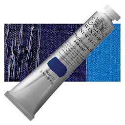 Winsor & Newton Professional Acrylic Paint - Phthalo Blue Red Shade, 200 ml tube and swatch