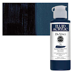 Da Vinci Fluid Acrylic Paint - Payne's Gray, 4 oz bottle and swatch