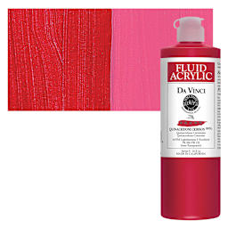 Da Vinci Fluid Acrylic Paint - Quinacridone Crimson, 16 oz bottle and swatch