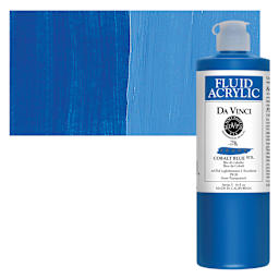 Da Vinci Fluid Acrylic Paint - Cobalt Blue, 16 oz bottle and swatch