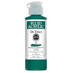 Da Vinci Fluid Acrylics - Phthalo Green, 4 oz bottle