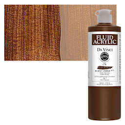 Da Vinci Fluid Acrylic Paint - Burnt Umber, 16 oz bottle and swatch