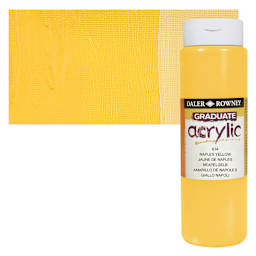 Daler-Rowney Graduate Acrylic Paint - Naples Yellow, 500 ml bottle and swatch
