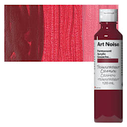 Tri-Art Art Noise Permanent Acrylic Gouache - Transparent Crimson, 120 ml, Bottle and swatch