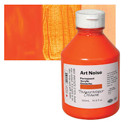 Tri-Art Art Noise Permanent Acrylic Gouache - Transparent Orange, 500 ml, Bottle and swatch