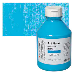 Tri-Art Art Noise Permanent Acrylic Gouache - Sky Blue, 500 ml, Bottle and swatch