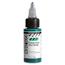 Golden High Flow Acrylics - Transparent Phthalo Green (Blue Shade), 1 oz bottle