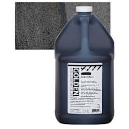 Golden High Flow Acrylic Paint - Carbon Black, 128 oz bottle and swatch