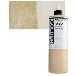 Golden High Flow Acrylic Paint - Iridescent Gold (Fine), 16 oz bottle and swatch