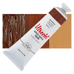 Utrecht Artists' Acrylic Paint - Burnt Sienna, 2 oz tube and swatch