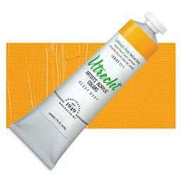 Utrecht Artists' Acrylic Paint - Cadmium-Free Yellow Deep 2 oz tube and swatch