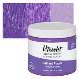 Utrecht Studio Series Acrylic Paint - Brilliant Purple, Pint and swatch