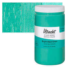 Utrecht Studio Series Acrylic Paint - Bright Aqua Green, Quart and swatch