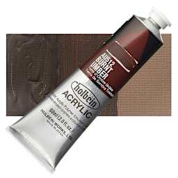 Holbein Heavy Body Artist Acrylic Paint - Burnt Umber, 60 ml tube and swatch