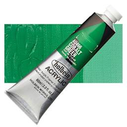 Holbein Heavy Body Artist Acrylic Paint - Cobalt Green, 60 ml tube and swatch