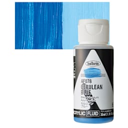 Holbein Fluid Acrylic Paint - Cerulean Blue, 35 ml Bottle and swatch