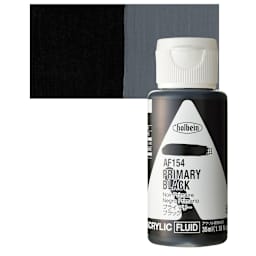 Holbein Fluid Acrylic Paint - Primary Black, 35 ml Bottle and swatch