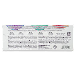 Back of package for Kuretake Gansai Tambi Watercolor Pans - Set of 5, Cosmic Granulating Colors
