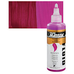 Matisse Fluid Acrylic - Magenta, 135 ml bottle and swatch