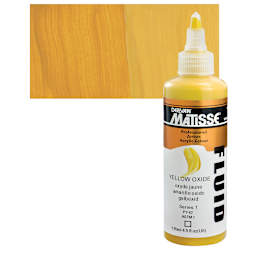 Matisse Fluid Acrylic - Yellow Oxide, 135 ml bottle and swatch