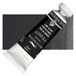Grumbacher Finest Artists' Watercolor - Lamp Black, 14 ml tube and swatch