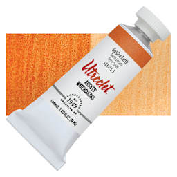 Utrecht Artists' Watercolor Paint - Golden Earth, 14 ml, Tube and swatch