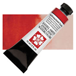 Daniel Smith Extra Fine Watercolor - Anthraquinoid Scarlet, 15 ml Tube and swatch