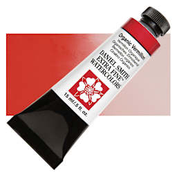 Daniel Smith Extra Fine Watercolor - Organic Vermilion, 15 ml Tube and swatch
