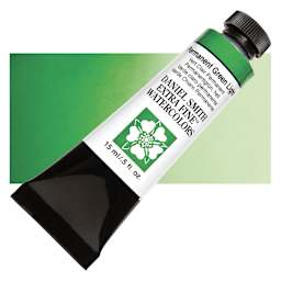 Daniel Smith Extra Fine Watercolor - Permanent Green Light, 15 ml Tube and swatch