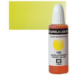 Vallejo Liquid Watercolor - Primary Yellow, 32 ml and swatch