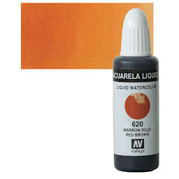 Vallejo Liquid Watercolor - Red Brown, 32 ml and swatch