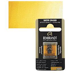 Rembrandt Watercolor Half Pan - Azo Yellow Deep pan and swatch