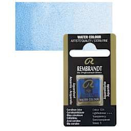 Rembrandt Watercolor Half Pan - Cerulean Blue pan and swatch
