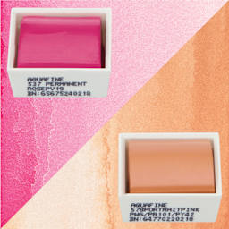 Daler-Rowney Aquafine Watercolors - Set of 2, Permanent Rose and Peach Pink, Half Pans with swatches