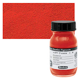 Schmincke Pigment - Vermilion Red, 100 ml Jar and swatch