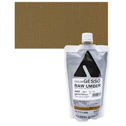 Holbein Acryla Gesso - Raw Umber, 300 ml pouch and swatch