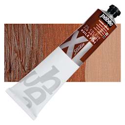 Pebeo XL Studio Oil Paint - Burnt Sienna, 200 ml tube and swatch