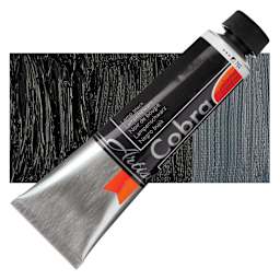 Royal Talens Cobra Water Mixable Oil Paint - Lamp Black, 40 ml tube and swatch