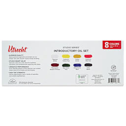 Utrecht Studio Series Oil Paints - Set of 8, Introductory Colors, 37 ml, back of packaging