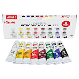 Utrecht Studio Series Oil Paints - Set of 8, Introductory Colors, 37 ml, contents and packaging