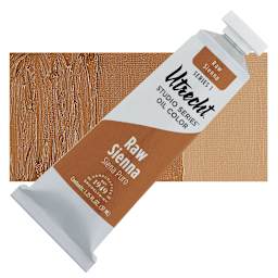 Utrecht Studio Series Oil Paint - Raw Sienna, 37 ml, Tube and swatch