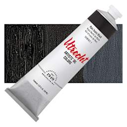 Utrecht Artists' Oil Paint - Mars Ivory Black, 150 ml tube and swatch