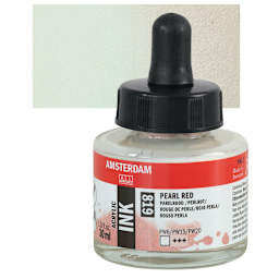 Amsterdam Acrylic Ink - Pearl Red, 20 ml bottle and swatch
