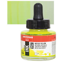 Amsterdam Acrylic Ink - Reflex Yellow, 30 ml bottle and swatch