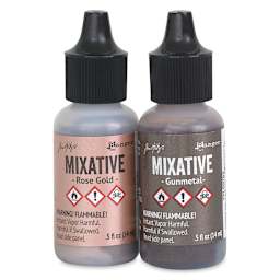Ranger Tim Holtz Alcohol Ink Mixatives - Rose Gold and Gunmetal, Pkg of 2