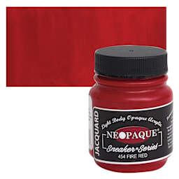 Jacquard Neopaque Acrylic - Fire Red, 2.25 oz jar and swatch