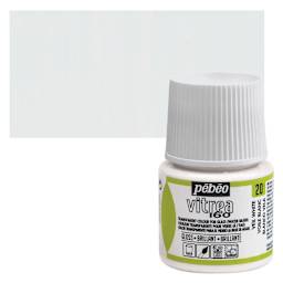 Pebeo Vitrea 160 Glass Paint - Veil White, Glossy, 45 ml bottle (swatch and bottle)